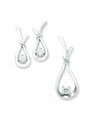 Sterling Silver CZ Slide & Earring Set