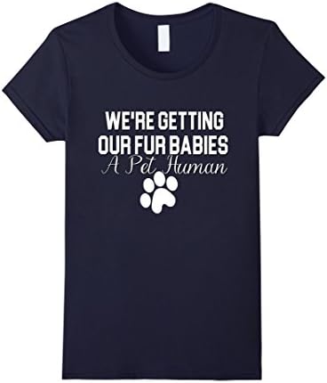 Women's Funny Maternity Shirt Fur Babies Cat Dog Pregnant Pet Human XL Navy