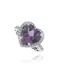 Heart Shaped Amethyst Ring in 14k White Gold