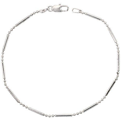 Sterling Silver 3+1 Pallini Bead Bar Ball Chain Necklaces & Bracelets 1.5mm Nickel Free Italy, 7-30 inch