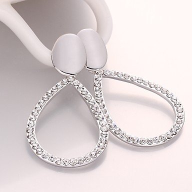BST Fashion Diamante Watet-drop Circle White Platinum-Plated Drop Earrings (White)(1Pair)