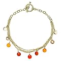 18k Gold Plated Sterling Silver Round Citrus Ombre Cubic Zirconia Multi-Chain Toggle Bracelet,7.5