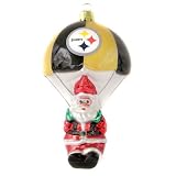 NFL Blown Glass Parachuting Santa Christmas Tree Ornament - Pittsburgh Steelers