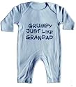 Grumpy just like Grandad' blue 0-6 months romper sleepsuit