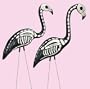 2 Halloween Skeleton Yard Flamingos Lawn Decor Ornaments - Great for Halloween Haunted House or Over the Hill Party Decorations