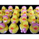 Two Dozen (24) Pink GIRL Mini Rubber Ducky Birthday Party or Baby Shower Favors
