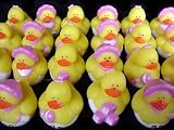 Two Dozen (24) Pink GIRL Mini Rubber Ducky Birthday Party or Baby Shower Favors