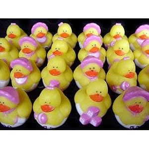 Two Dozen (24) Pink GIRL Rubber Ducky Birthday Party or Baby Shower Favors