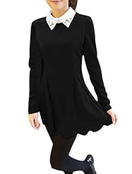 Cotton/Polyester Puff Sleeves Stretchy Crystal Mini Dress 