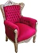 Prunk Kindersessel Barock Sessel Hund Stuhl Hundesitz Sessel Kind Hundesofa Hundeplatz Pink/Silber