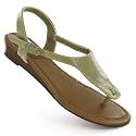 Ladies Low Wedge Patent Toepost Sandals