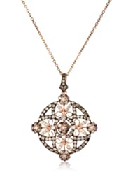 KC Designs "Tres Chic" 14k Rose Gold, White and Champagne Diamond Medallion On 18" Chain