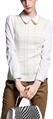 QCYSMY Women's Autumn Winter Peter Pan Collar Long Sleeve Blouse White Size L