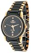 Oniss #ON606-MG Men's Paley Faceted Crystal Black Ceramic Watch with Gold Trim