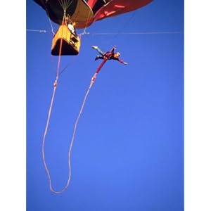 Man Bungee Jumping from a Hot Air Balloon Photographic Poster Print