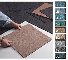 Medium Blue Heavy Duty Berber Carpet Tile 19-7/8" X 19-7/8", 16 Tiles Per Box