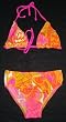 Girls 7-16 2-piece Swimwear Triangle Top Bikini Orange/Yellow/Pink Psychodelic