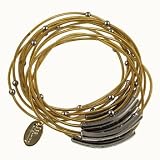 Piano Wire Bracelet Set - w/ Bars - 12 Strand - Gold