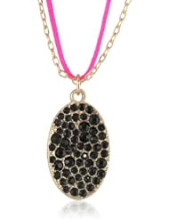 Kensie "Shooting Star" Gold-Plated Oval Jet Stone Pendant Necklace