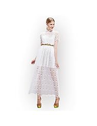 Summer Belted Goddess Embroidered Lace Spandex  Dress