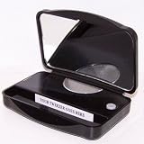 Lighted 10X Mirror Compact with Tweezer Compartment