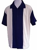 Mens Retro Classic Bowling Shirt Panel L XL XXL 3XL