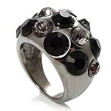 Jet Black Crystal Band Ring