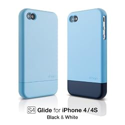 elago S4 Glide Case for AT&T and Verizon iPhone 4 - Soft Feeling Pastel Blue + Extra Bottom Clip + Front Protection Film + Back Protection Film included