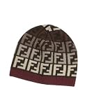 Fendi Multicolor Zucca Logo Knit Skull Cap Dark Brown