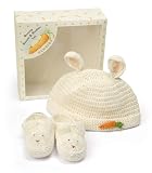 Bunnies by the Bay 0-3 Months Bunny Beanie and Bootie Gift Set, Cream