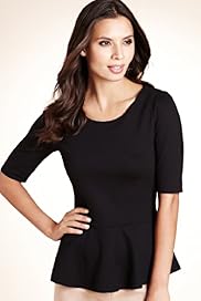 Short Sleeve Ponte Peplum Top