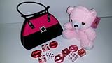 Valentine's Day, Alternative Gift, Pink and Black Purse Tin for Girl with Premium Holiday Foil Wrapped Milk Chocolates & Soft Pink Plush Teddy Bear