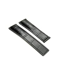 Leather Strap for Deployment 18/22 Tag Heuer Monaco Blk #3a