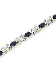 14kt Yellow Gold Oval Blue Sapphire and Diamond Bracelet