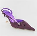 Women Gem Bow Satin Slingback Sandals