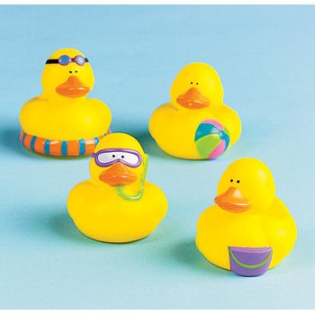 One Dozen (12) Mini BEACH Rubber Duckie Ducky Duck Party Favors