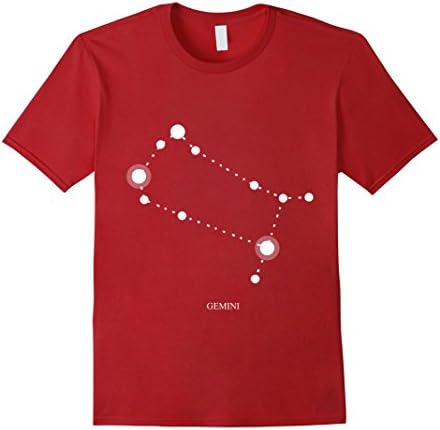 Men's Zodiac Constellations Gemini May 21 - June 21 T-Shirt Medium Cranberry