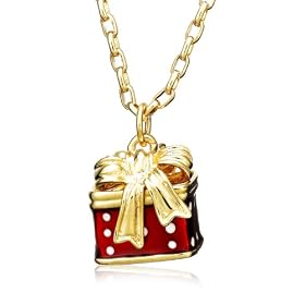 Red Enamel Holiday Gift-Box Pendant Red Enamel Holiday Gift-Box Pendant