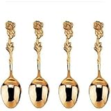 HIC Gold Plated Rose Demi Spoon - Set of 4