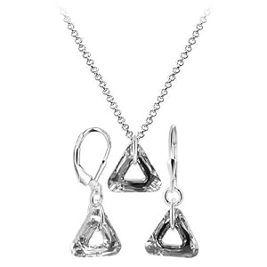 AB Crystal .925 Silver Earring Pendant 16" Necklace Set