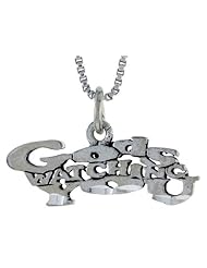 Sterling Silver GODS WATCHING YOU Word Necklace, w/ 18 inch Box Chain