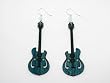 Teal Guitar Wooden Earrings