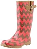Nomad Women's Puddles Rain Boot, Brown/Coral Chevron, 7 M US