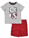 Calvin Klein Boys 2-7 Short Sleeved Striped Tee With Short, Gray, 4T