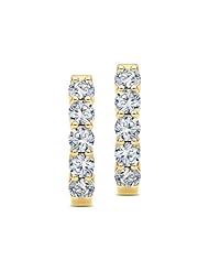 Diamond (0.81 Ct, IJ-SI), 18 Kt Yellow Gold Five-Stone Hoop Earrings