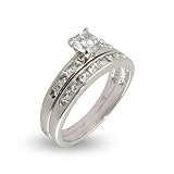 Simple Channel Set CZ Wedding Ring Set