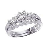 Sterling Silver 1/2 ct. Multi Cubic Zirconia Engagement Set