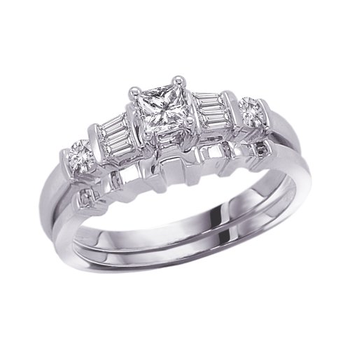 Sterling Silver 1/2 ct. Multi Cubic Zirconia Engagement Set