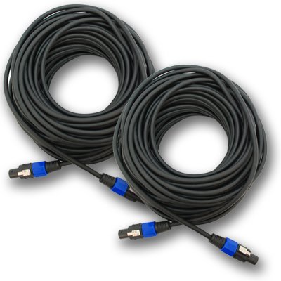 Seismic Audio - TW12S100 (Pack of 2) - 100 Foot Speakon to Speakon PA/DJ Speaker Cable - 2 Conductor - 12 Guage