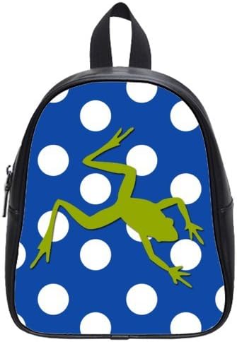 Hotstyle Frog Kid's School Bag Blue White Polk Dot PU leather Backpack